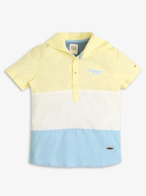 Ed-a-Mamma Boys Multicolor Cotton Color Block Shirt