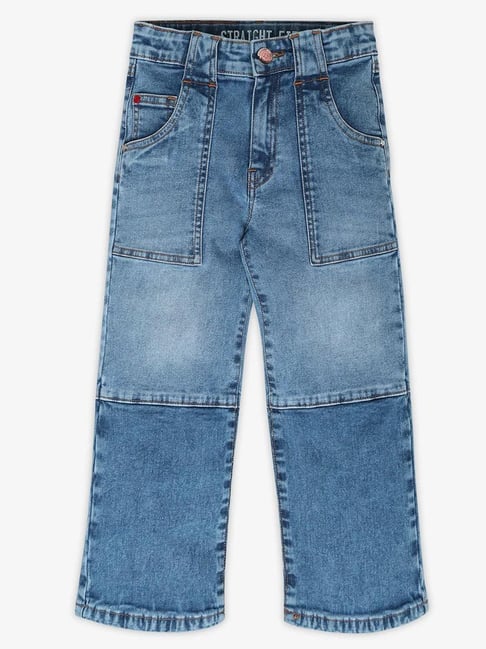 Ed-a-Mamma Girls Blue Cotton Washed Jeans