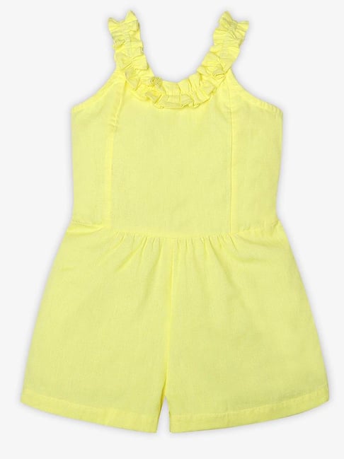 Ed-a-Mamma Girls Yellow Cotton Jumpsuit Dungaree