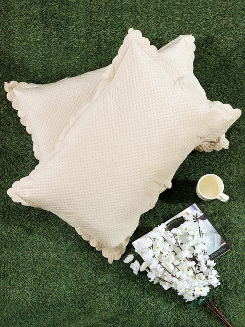 Hosta Homes Velvet Fabric Laser Cut Pillow Cover Pack Of 2