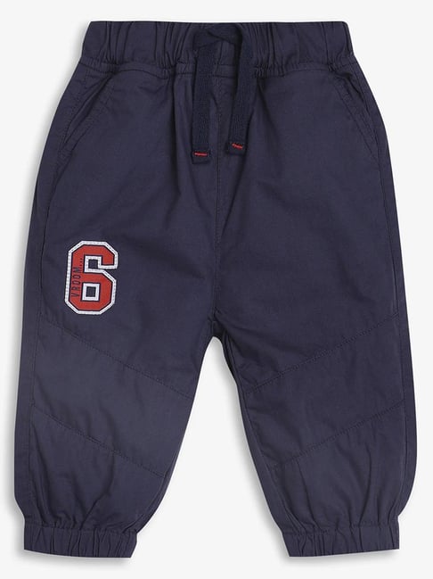 Ed-a-Mamma Infant Boys Navy Blue Cotton Applique Joggers