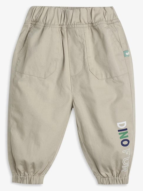 Ed-a-Mamma Infant Boys Beige Cotton Printed Joggers