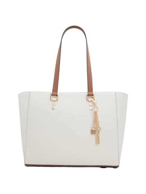 Aldo Beige Solid Large Tote Handbag