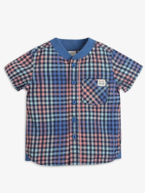 Ed-a-Mamma Infant Boys Blue Cotton Checks Shirt