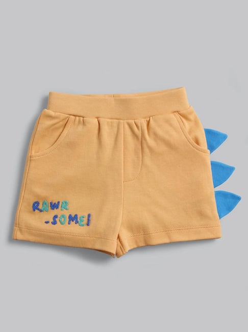 Ed-a-Mamma Infant Boys Orange Cotton Embroidery Shorts
