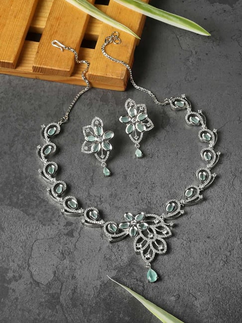 Zeneme Rhodium Plated AD Studded Jewellery Set-picture-31