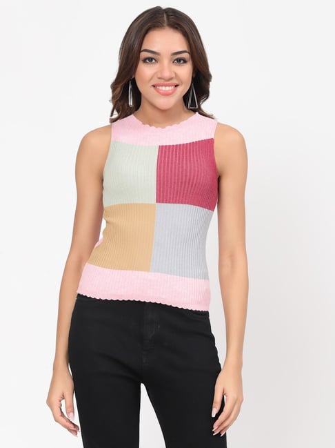 Kalt Pink Multi Self Design Top-picture-33