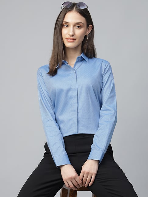 Hancock Blue Cotton Self Shirt-picture-25