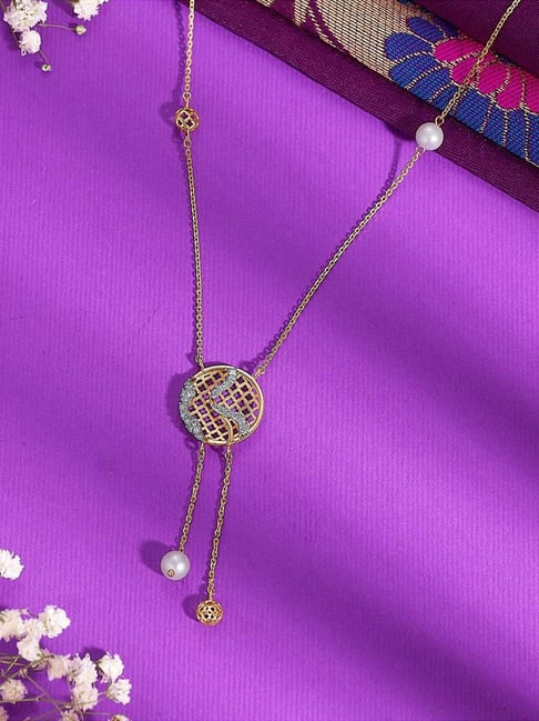 P.N.Gadgil Jewellers 14KT Yellow Gold and Diamond Multi Layered Necklace for Women