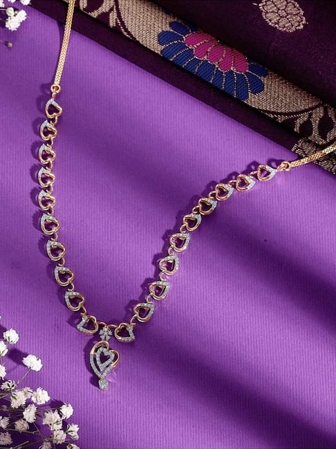 P.N.Gadgil Jewellers 14KT Yellow Gold and Diamond Short Necklace for Women