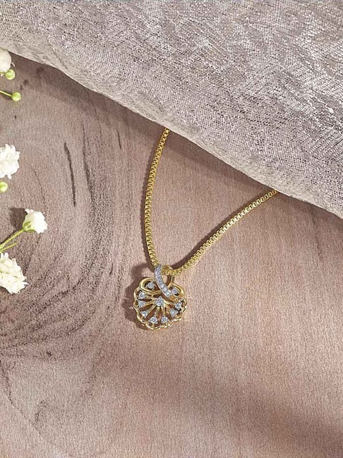P.N.Gadgil Jewellers 14KT Yellow Gold and Diamond Classic Pendant for Women-picture-24