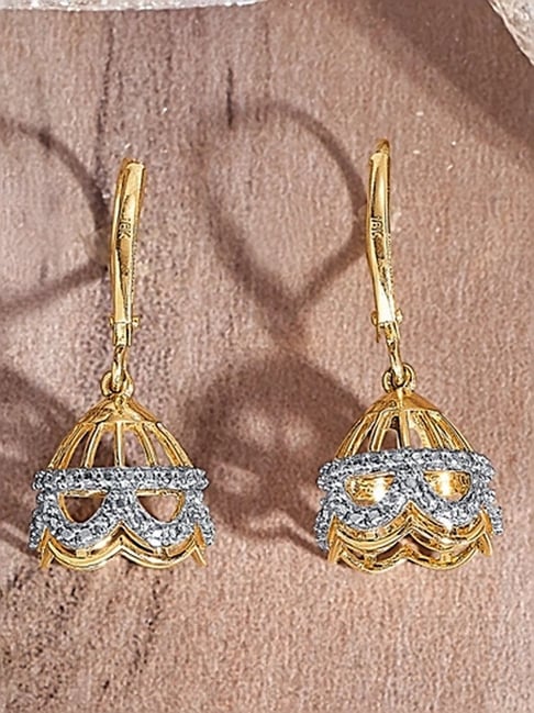 P.N.Gadgil Jewellers 14KT Yellow Gold and Diamond Jhumki Earring for Women-picture-43