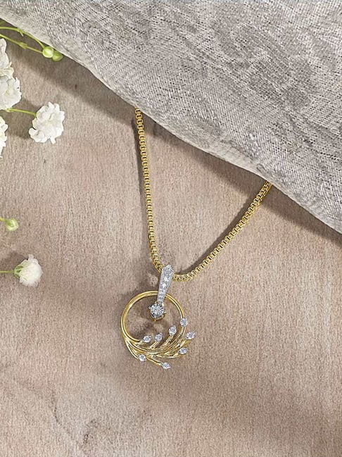 P.N.Gadgil Jewellers 14KT Yellow Gold and Diamond Classic Pendant for Women-picture-27