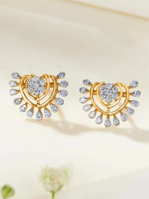 P.N.Gadgil Jewellers 14KT Yellow Gold and Diamond Stud Earring for Women-picture-29