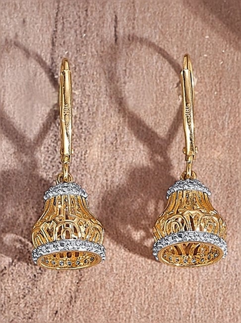 P.N.Gadgil Jewellers 14KT Yellow Gold and Diamond Jhumki Earring for Women-picture-10