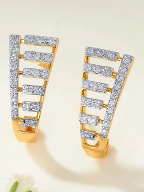 P.N.Gadgil Jewellers 14KT Yellow Gold and Diamond Hoop Earring for Women-picture-36