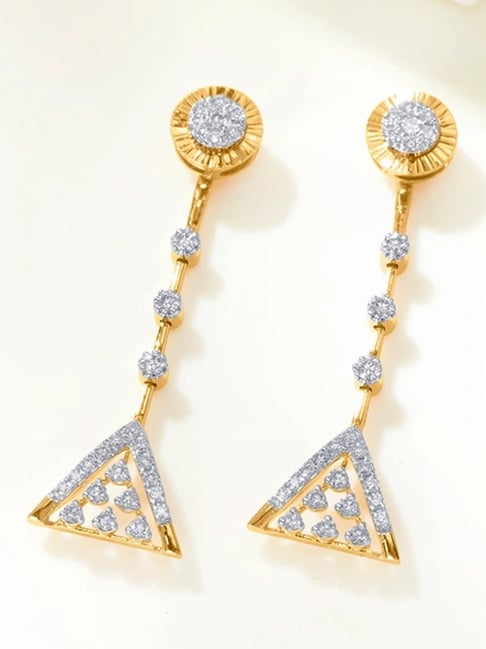 P.N.Gadgil Jewellers 14KT Yellow Gold and Diamond Dangler Earring for Women-picture-37