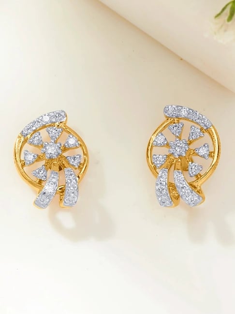 P.N.Gadgil Jewellers 14KT Yellow Gold and Diamond Stud Earring for Women-picture-35