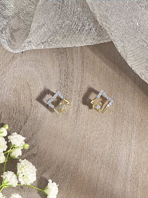 P.N.Gadgil Jewellers 14KT Yellow Gold and Diamond Stud Earring for Women-picture-30