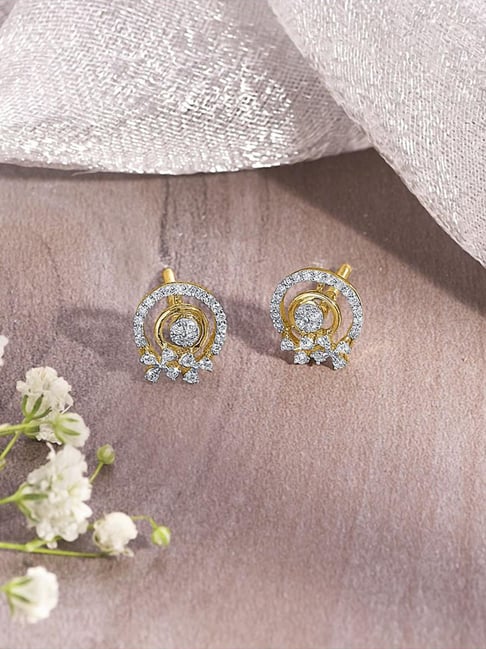 P.N.Gadgil Jewellers 14KT Yellow Gold and Diamond Stud Earring for Women-picture-40