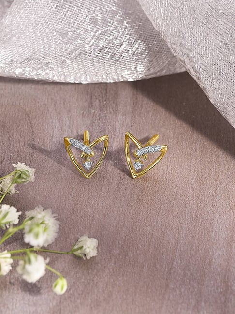 P.N.Gadgil Jewellers 14KT Yellow Gold and Diamond Stud Earring for Women-picture-42