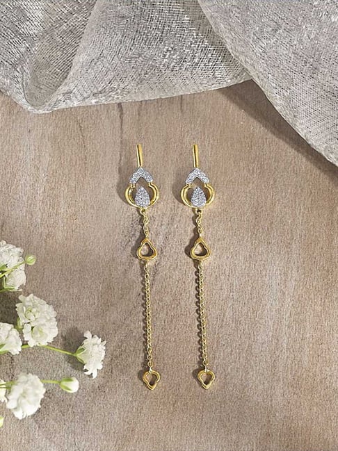 P.N.Gadgil Jewellers 14KT Yellow Gold and Diamond Dangler Earring for Women-picture-41