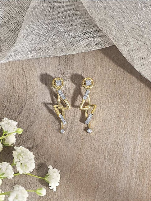 P.N.Gadgil Jewellers 14KT Yellow Gold and Diamond Drop Earring for Women-picture-31