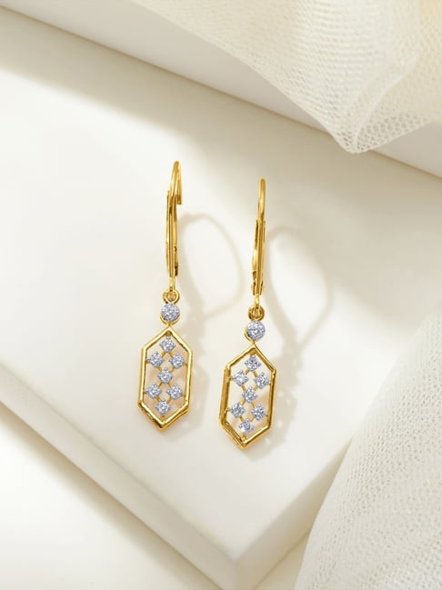 P.N.Gadgil Jewellers 14KT Yellow Gold and Diamond Drop Earring for Women-picture-28