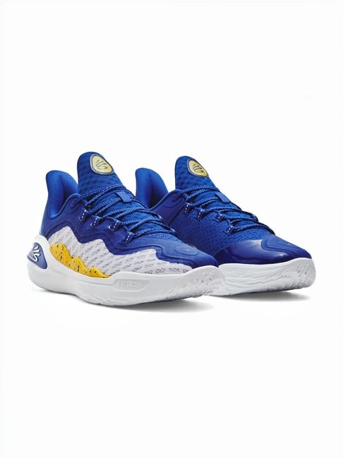 blue white and yellow basketball shoes