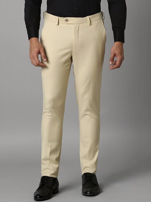 Louis Philippe Beige Slim Fit Trousers