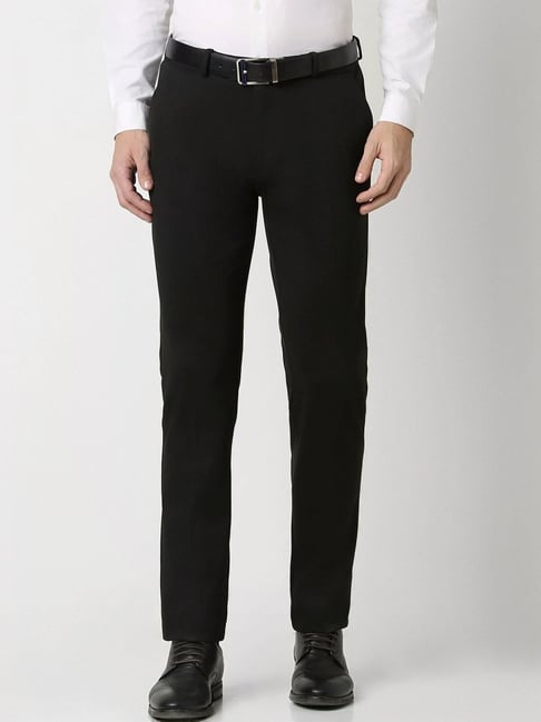 Peter England Black Slim Fit Trousers-picture-26