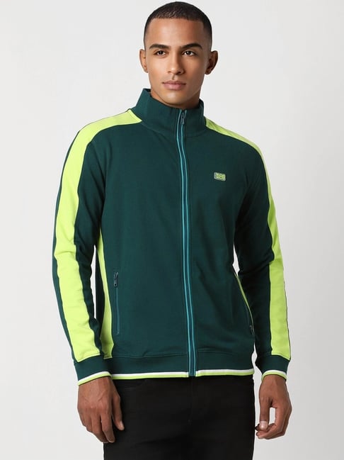 Peter England Green Regular Fit Striped Sweatshirt-picture-41