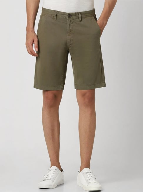 Peter England Green Cotton Regular Fit Shorts-picture-28