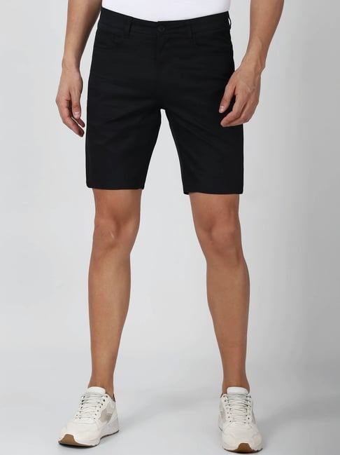 Peter England Black Cotton Regular Fit Shorts-picture-27