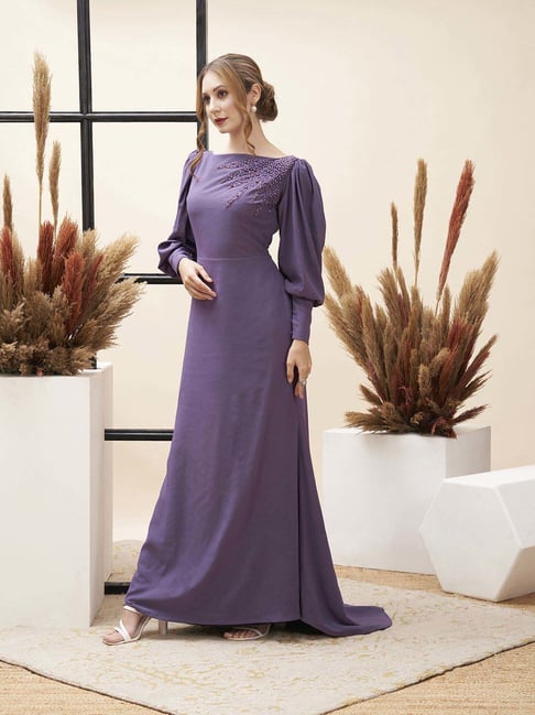 MISH Purple Embellished Maxi Dress