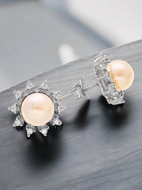 Sri Jagdamba Pearls 925 Silver Kiara Stud Earrings-image-39