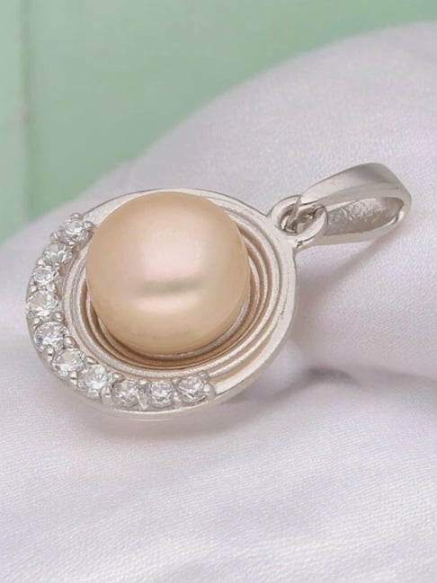 Sri Jagdamba Pearls 925 Silver Olivia Simple Pearl Pendant-image-38