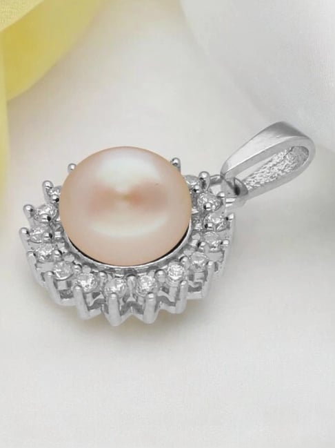 Sri Jagdamba Pearls 925 Silver Square Designer Pearl Pendant-image-34