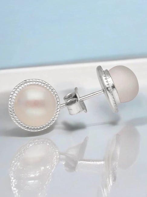 Sri Jagdamba Pearls 925 Silver Magnificent Stud Earrings