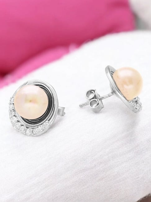 Sri Jagdamba Pearls 925 Silver Ella Collection Stud Earrings-image-40