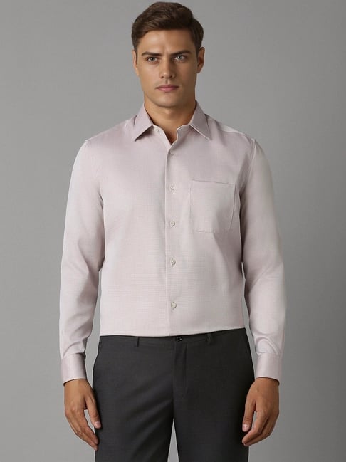 Louis Philippe Grey Cotton Regular Fit Texture Shirt-picture-19