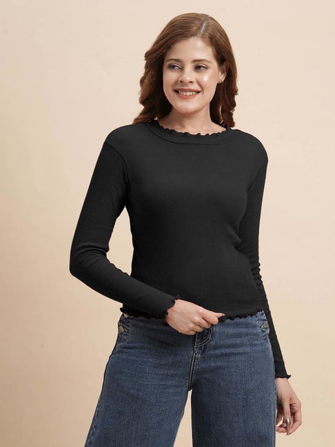 SELVIA Black Plain Top