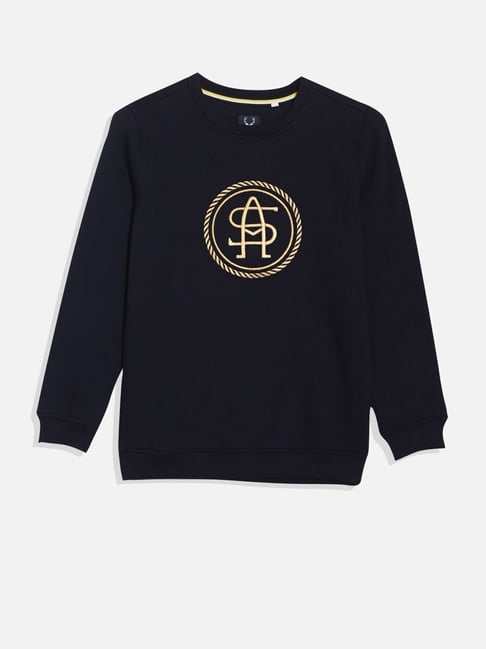 Allen Solly Boys Navy Cotton Embroidery Sweatshirt-picture-31