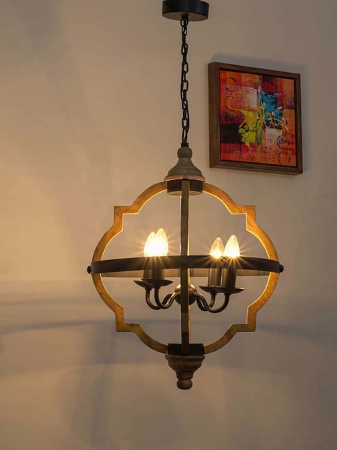 Kapoor Lamp Shades Wood & Metal Venessa 4 Light Chandelier