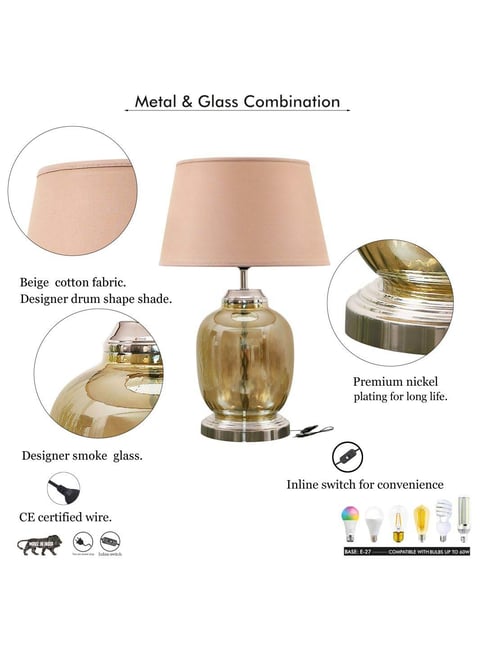 Kapoor Lamp Shades Glass Metal Esarosa Nickel Finish Table Lamp