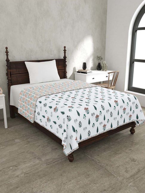 JaipurFabric Green Pacific Pure Cotton 180 TC Reversible Single Bed Dohar