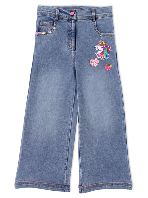 Cutecumber Girls Blue Embellished Jeans