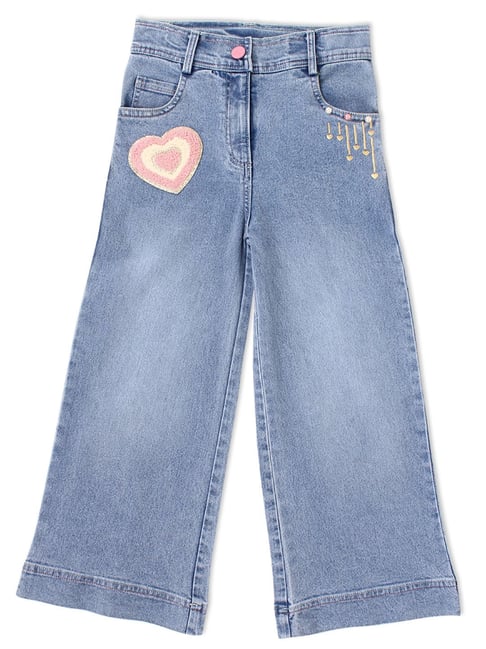 Cutecumber Girls Blue Embellished Jeans