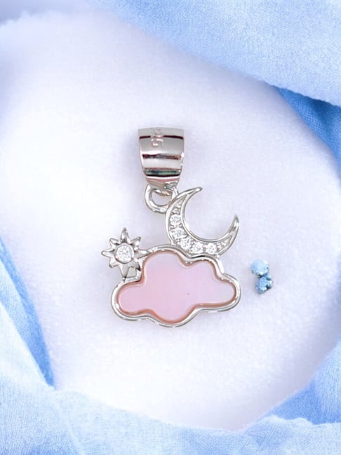 taraash 925 sterling silver pink mother of pearl cloud moon star pendant