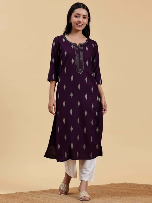 Libas Purple Embroidered Straight Kurta-picture-45